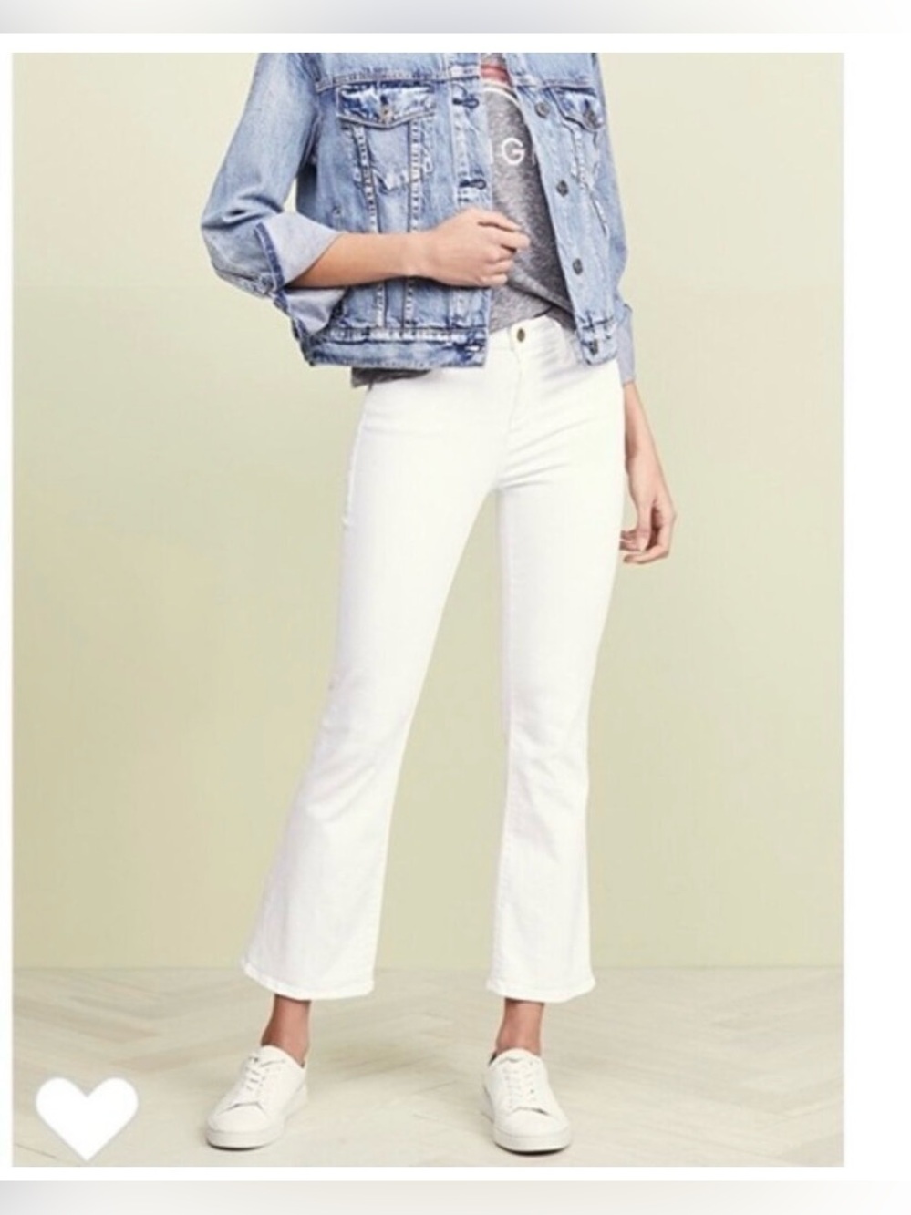 Frame Le Crop Mini Boot Jeans in Blanc Flared Legs Size 25